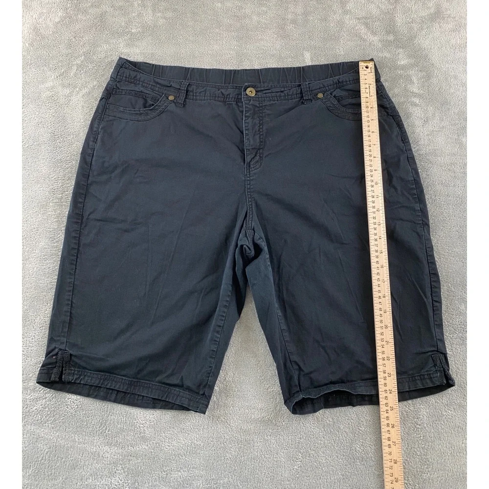 Avenue Womens Black Bermuda Shorts Plus Sz 20 Stretch Cotton Knee Length Casual